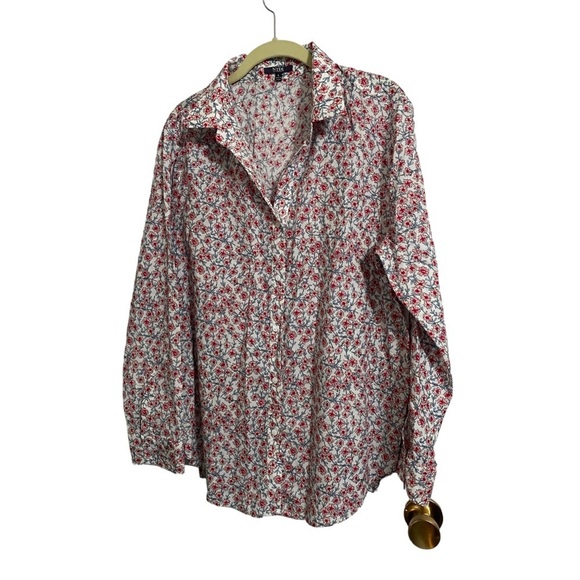NYDJ women’s button down shirt multicolored floral 100 % cotton size L - Picture 1 of 7
